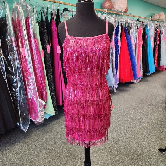 Celine Size 4 Fuchsia Pink Short Homecoming/Party Formal - Picture 1 of 5